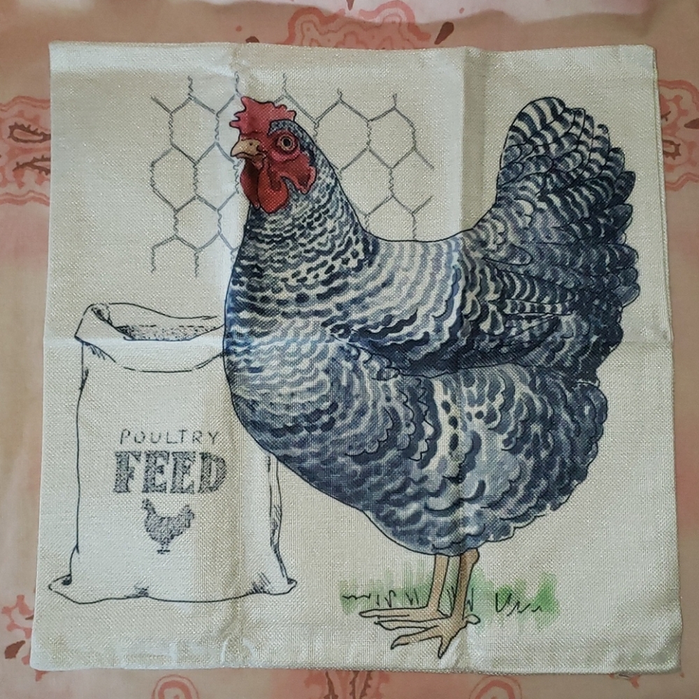 Plymouth Rock Chicken Pillow Cover Barred Rock Hen - Picture 2 of 11